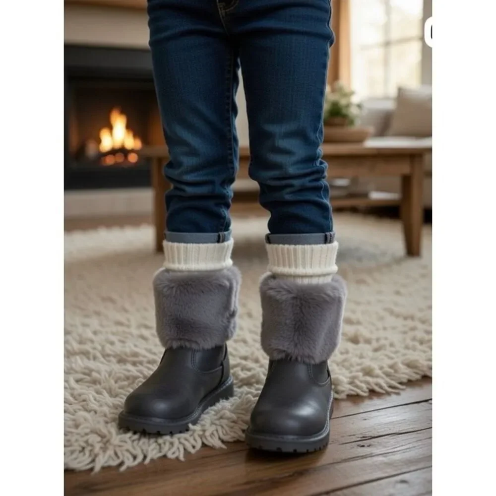 OSH KOSH-Toddler Girl Boots Size 5 toddler BROWN AND GREY FAUX FUR
